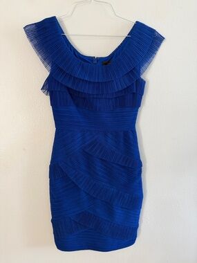 BCBGMaxAzria Royal Blue Pleated Ruffle Dress